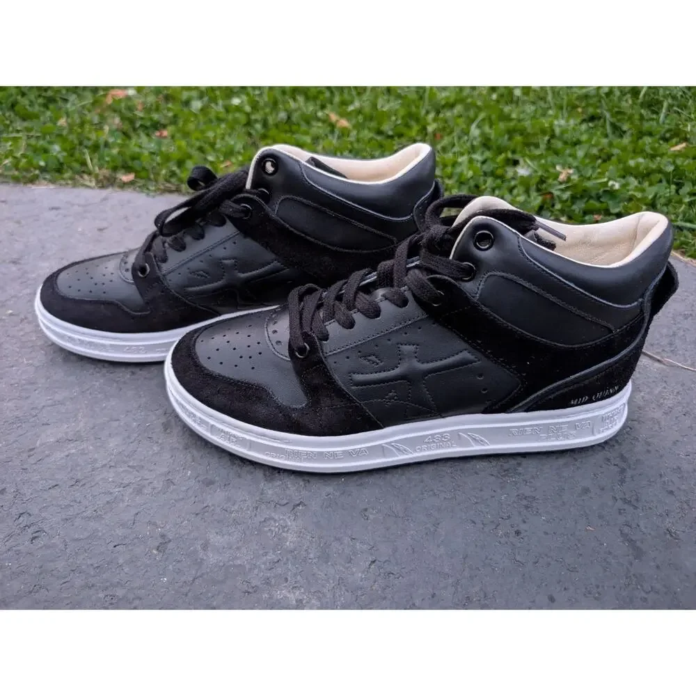 Premiata Midquinnd Timeless Trainers Sz 40 Black Leather Suede Rare $475 6022 - Picture 6 of 10